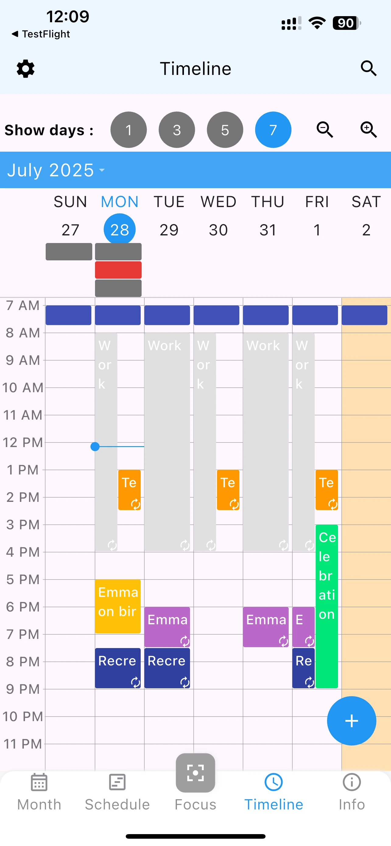 Simple offline calendar app timeline view